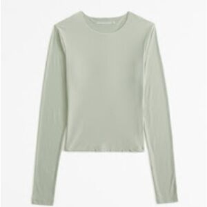 Abercrombie & Fitch Soft Matte Seamless Long-Sleeve Cropped Crew Top
